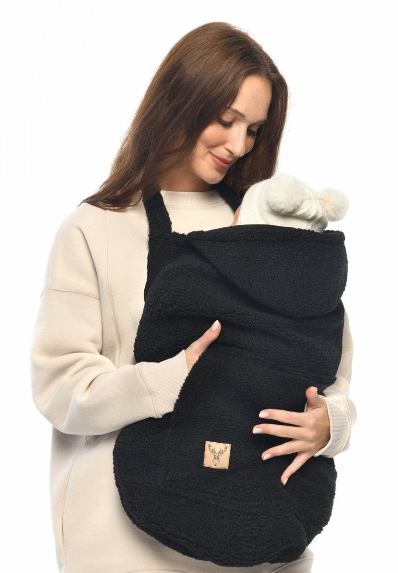 MijaCulture – warm universal cover TEDDY (fleece) for baby carrier or wrap M025 black