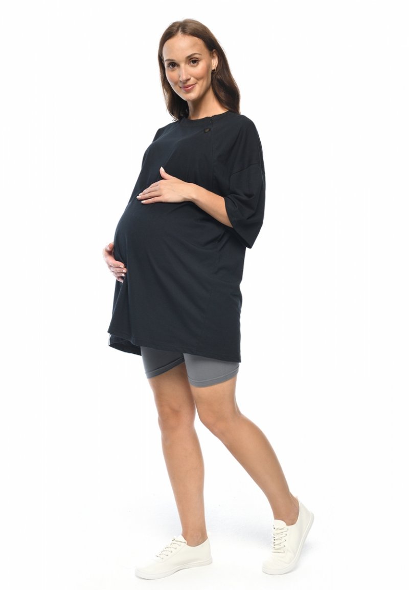 MijaCulture - T-shirt / koszula ciążowa oraz dla karmiacych M024 Amber czarna