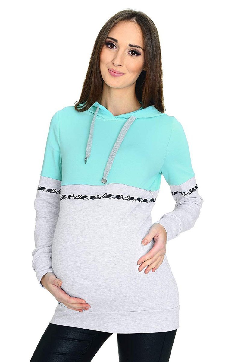 MijaCulture - 3 w 1 bluza ciążowa i do karmienia M72 4111 mięta/melanż 1
