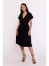 BeWear B279 Sukienka na zakładkę z wiązaniem w talii - czarna