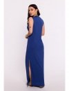BeWear B284 Sukienka wiskozowa maxi z zakładką - niebieska