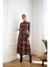 Stylove S291 Sukienka maxi z falbaną - nadruk aztecki - model 1