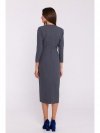 Stylove S372 Sukienka midi z kwiatkiem - szara