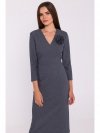 Stylove S372 Sukienka midi z kwiatkiem - szara