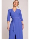 Stylove S396 Sukienka z kopertowym motywem - niebieska