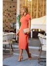 Stylove S398 Sukienka z dekoltem z tyłu i rozcięciem - pomarańczowa