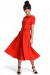 BeWear B067 Sukienka z rozkloszowanym dołem czerwona