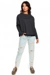 BeWear B094 Bluza z dekoltem z tyłu - grafitowa