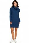 Be Knit BK010 Swetrowa mini sukienka z golfem - niebieska