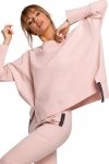 Moe M491 Bluza z rozcięciami na bokach i lampasem - cukierkowy róż