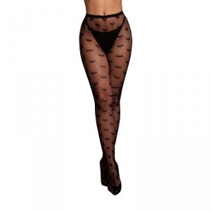Le Désir Heart Patterned Tights - One Size - Black