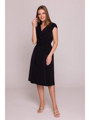 Stylove S411 Sukienka z żabotem - czarna