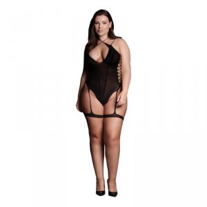 Le Désir Metis XVI - Body with Garters and Crossed Neckline - Plus Size