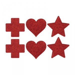 Le Désir Nipple Cover Set - Cross Star Heart - Red