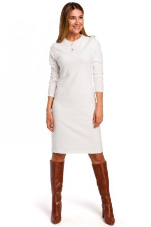 Stylove S178 Sukienka swetrowa z długimi rękawami - ecru