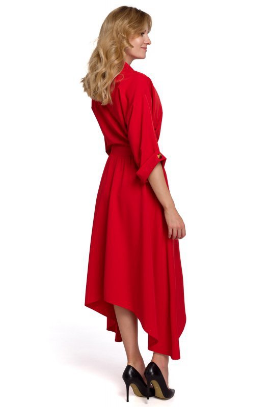 Makover K086 Sukienka z asymetrycznym dołem - czerwona