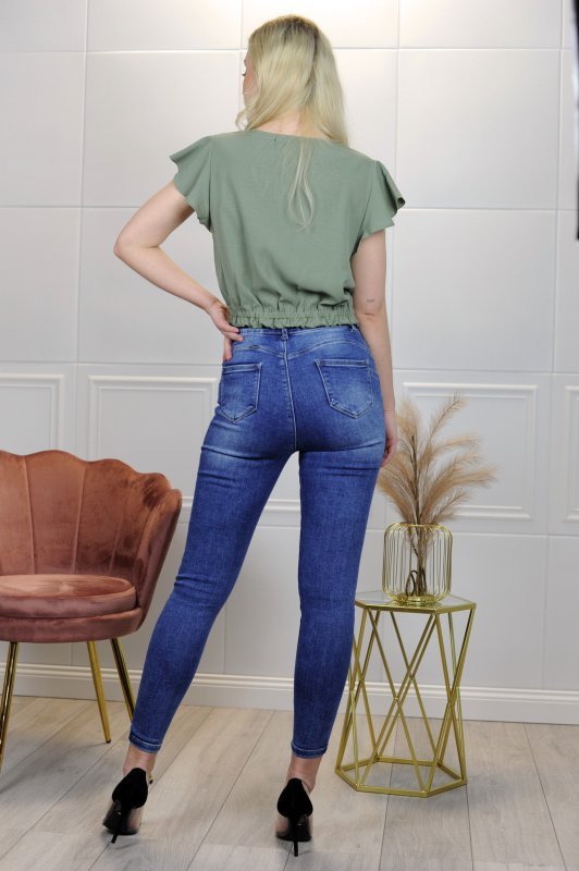 Merribel Merribel elastyczne jeansowe spodnie rurki Callinera Niebieskie
