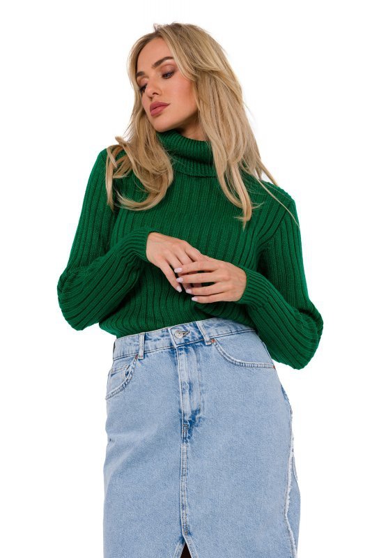 Moe M771 Sweter z golfem - zielony