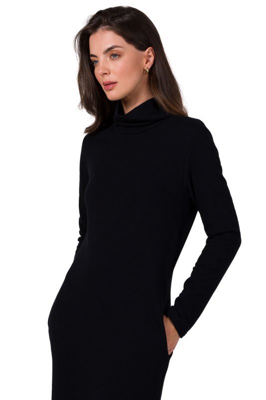 BeWear B274 Sukienka z półgolfem - czarna