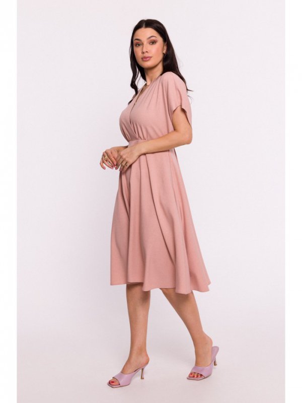 BeWear B278 Sukienka rozkloszowana - różowa