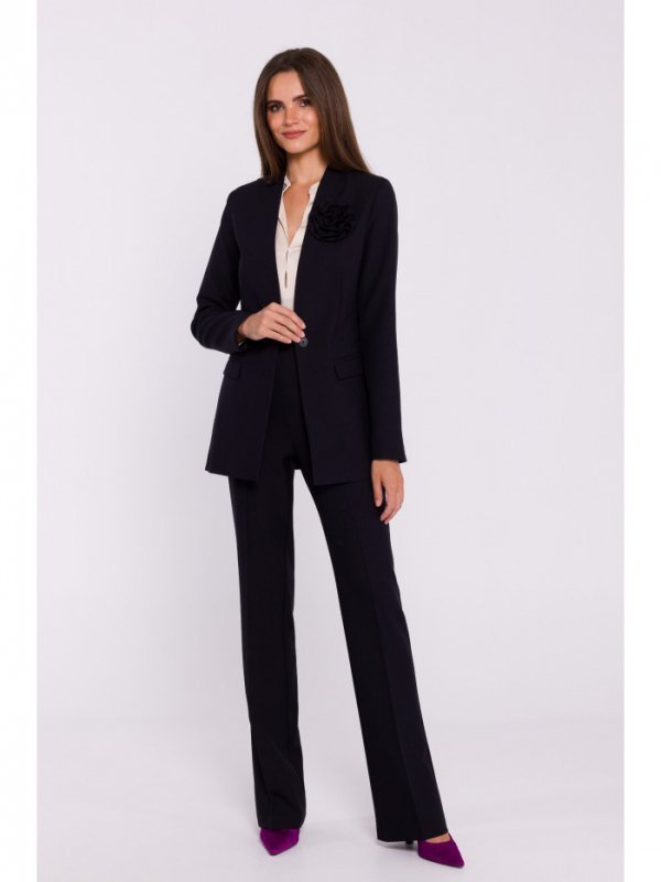Stylove S370 Marynarka z kwiatkiem - czarna