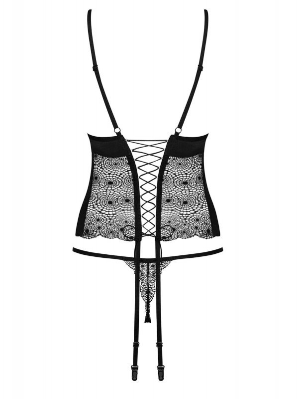 Obsessive Sharlotte gorset i stringi czarny