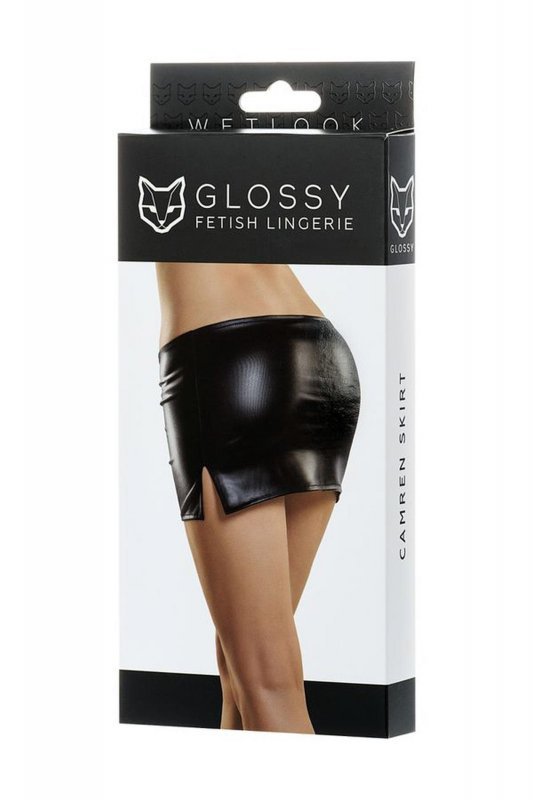 Glossy Glossy Shiny Wetlook skirt CAMREN - black