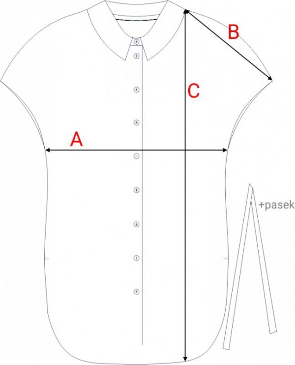 Stylove S402 Bawełniana koszula oversize tunika - niebieska