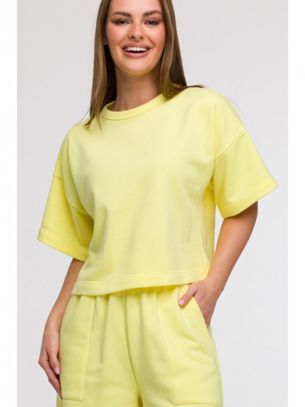 BeWear B294 Bluza oversize z krótkimi rękawami - cytrynowa