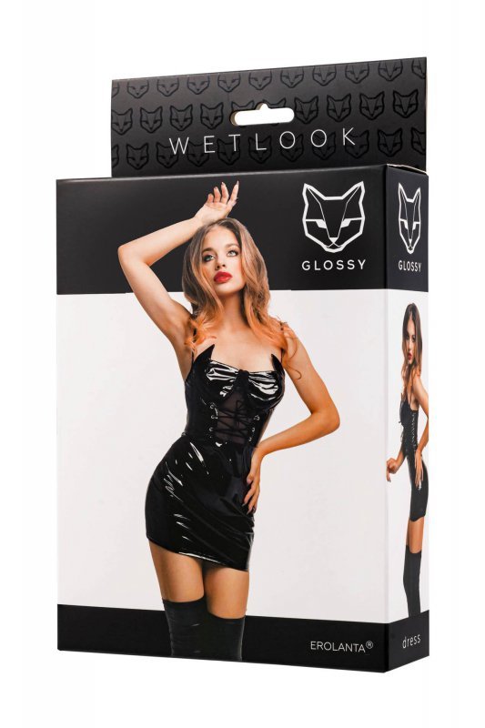 Glossy Glossy Mirabell,dress,wetlook,black,M