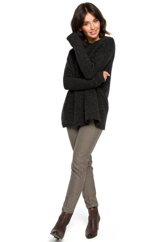 Be Knit BK009 Sweter zakładany przez głowę - antracyt