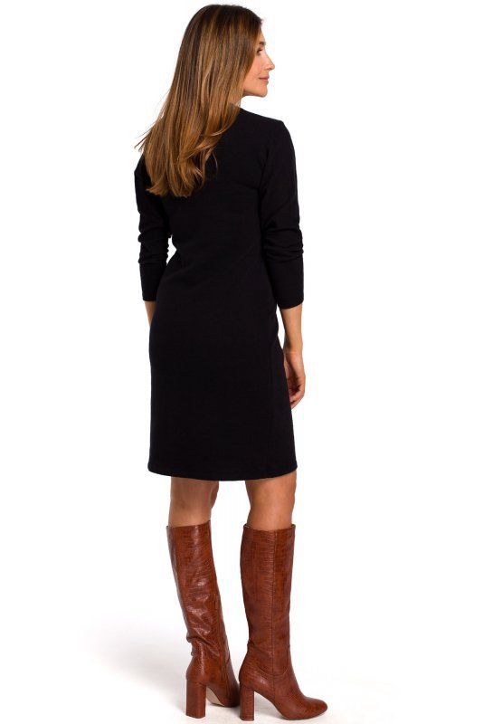 Stylove S178 Sukienka swetrowa z długimi rękawami - czarna