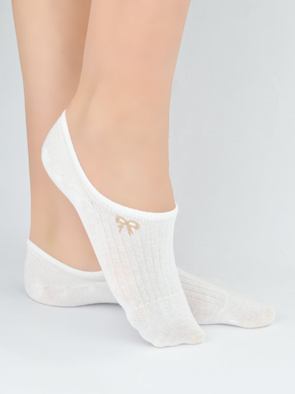 NOVITI STOPKI DAMSKIE ST097 BAWEŁNA HAFT SILIKON