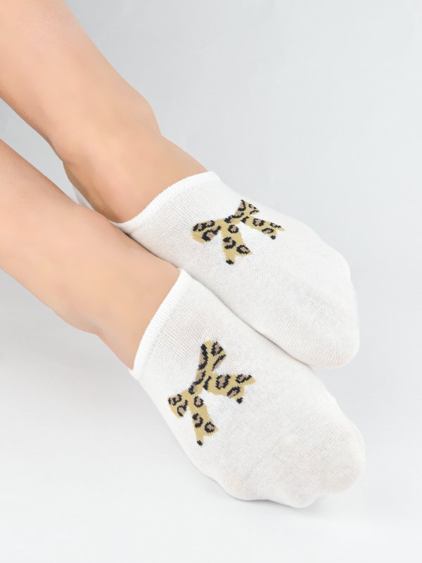 NOVITI STOPKI DAMSKIE ST100 BAWEŁNA LEOPARD SILIKON