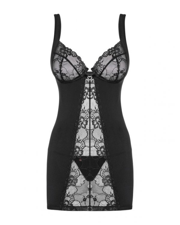 Obsessive Koszulka Heartina Chemise Czarna + stringi GRATIS!