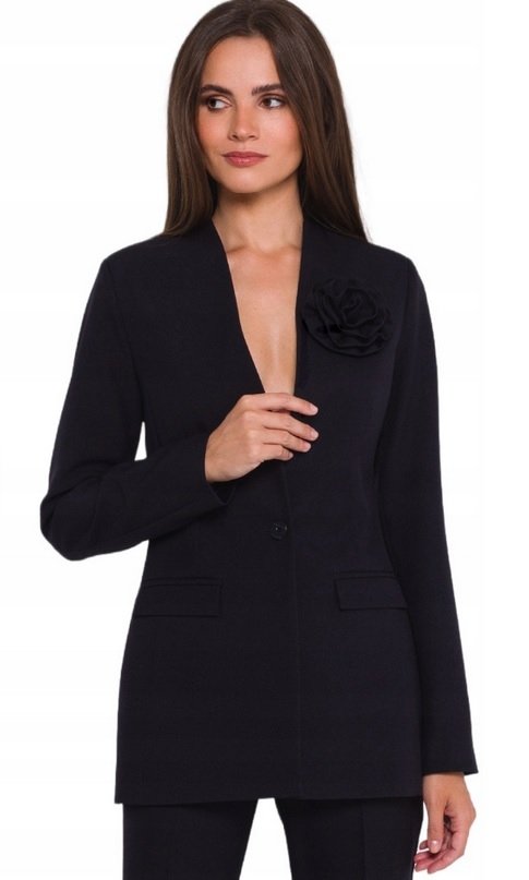 Stylove S370 Marynarka z kwiatkiem - czarna - WYSYŁKA 24H