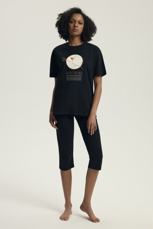 Esotiq-Henderson Piżama damska Dairoku 43728 czarna