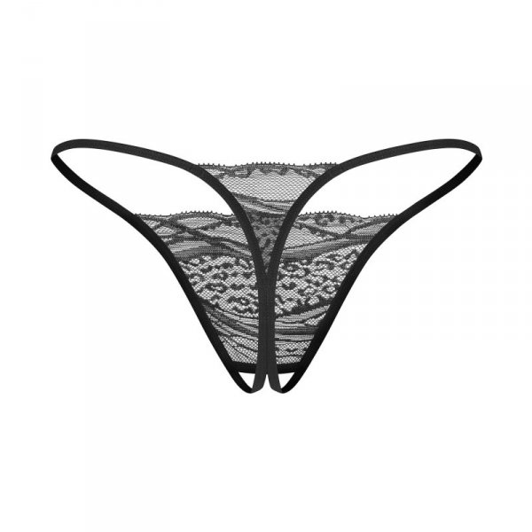 Obsessive Figi stringi otwarte Bianca czarne 2-pak