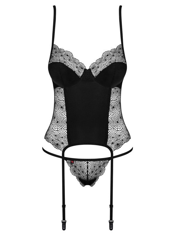 Obsessive Gorset i stringi Sharlotte czarny