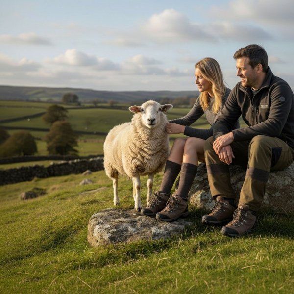 Steven Skarpety garniturowe merino wool 130 melanż brąz