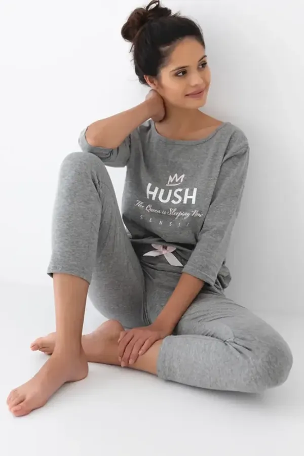 Sensis HUSH Bawełniana piżama długa, szara