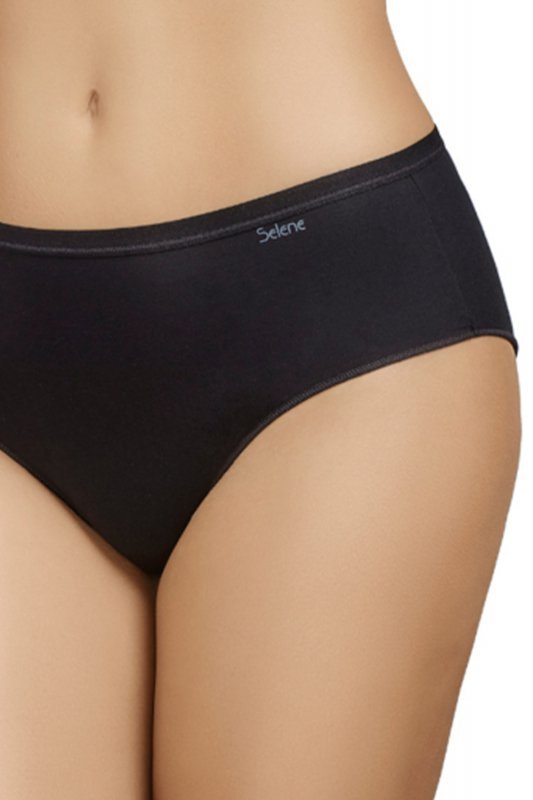 Selene 401 BRAGA Dwupak bawełnianych fig z wysokim stanem, negro-czarne