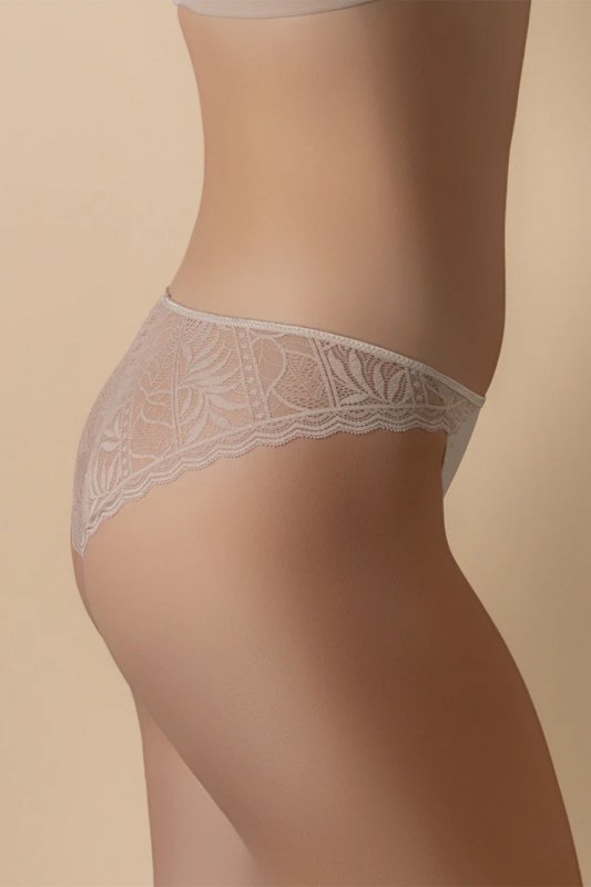 Selene MARA 3139 Majtki bikini z niskim stanem i przezroczystą koronką, tierra-beżowe