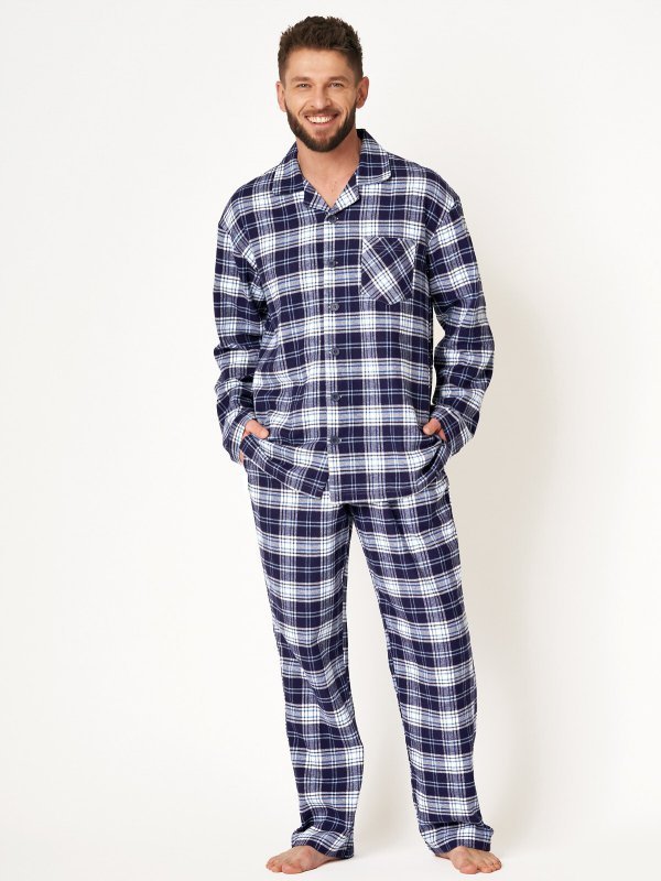 Piżama Key MNS 411 B24 Flanela dł/r M-2XL męska rozpinana