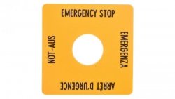 Tabliczka opisowa żółta 50x50mm EMERGENCY STOP SQT1 058874