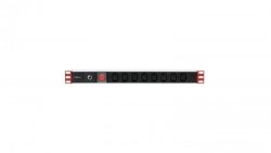 Listwa Zasilająca PDU Rack 1U 230V/10A 8x C13 Kabel 2m