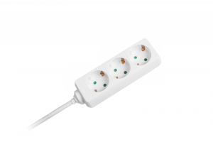 Przedłużacz biały KEMOT 3 gniazda typu niemieckiego, kabel 3m (1,5mm)
