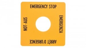 Tabliczka opisowa żółta 50x50mm EMERGENCY STOP SQT1 058874