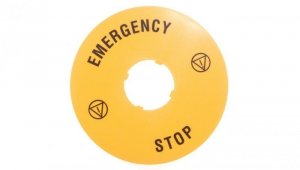 Szyld opisowy fi 90mm EMERGENCY/STOP LPXAU113