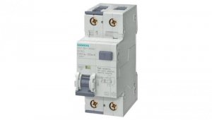 Wyłącznik różnicowoprądowy RCBO, 10 kA, 1P+N, type A, 30 mA, C-Char, In: 10 A, Un AC: 230 V 5SU1354-7KK10